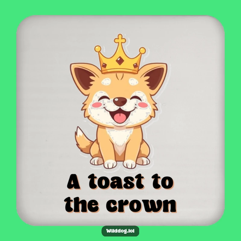 Funny Wild Dog Crown Coaster: Royal Pup Decor, Hilarious Table Protector Gift