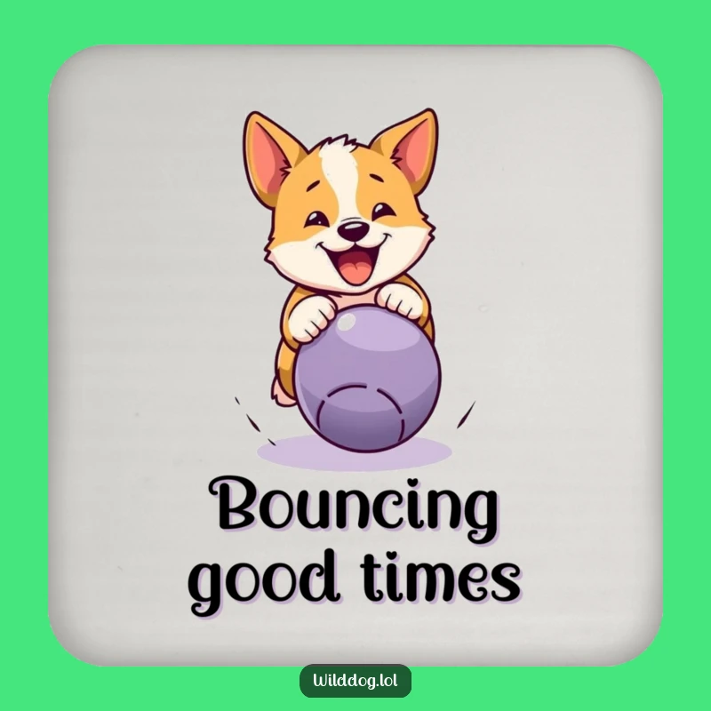 Funny Wild Dog Pouncing Ball Drink Coaster: Hilarious Protection for Active Spaces