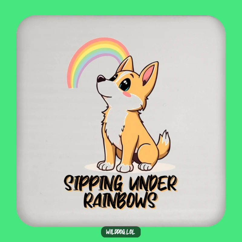 Funny Wild Dog Rainbow Coaster: Protect Surfaces with Hilarious Color