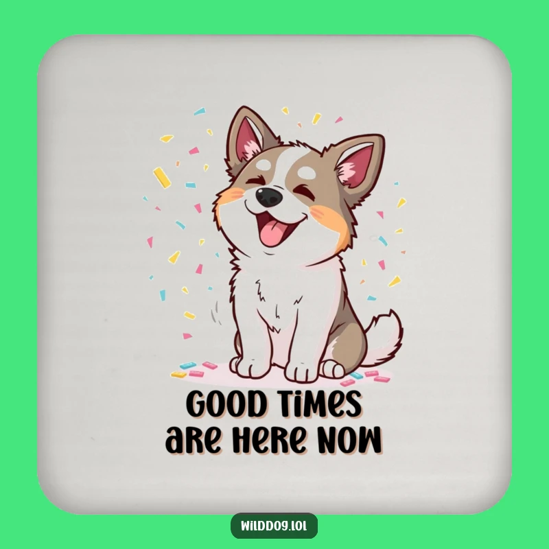 Funny Wild Dog Coaster: Confetti Fun for Drinks