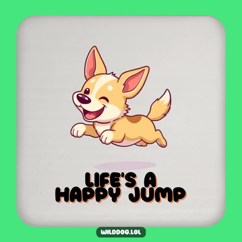 Funny Dog Coaster: Wild Leap Protection, Humorous Table Gift