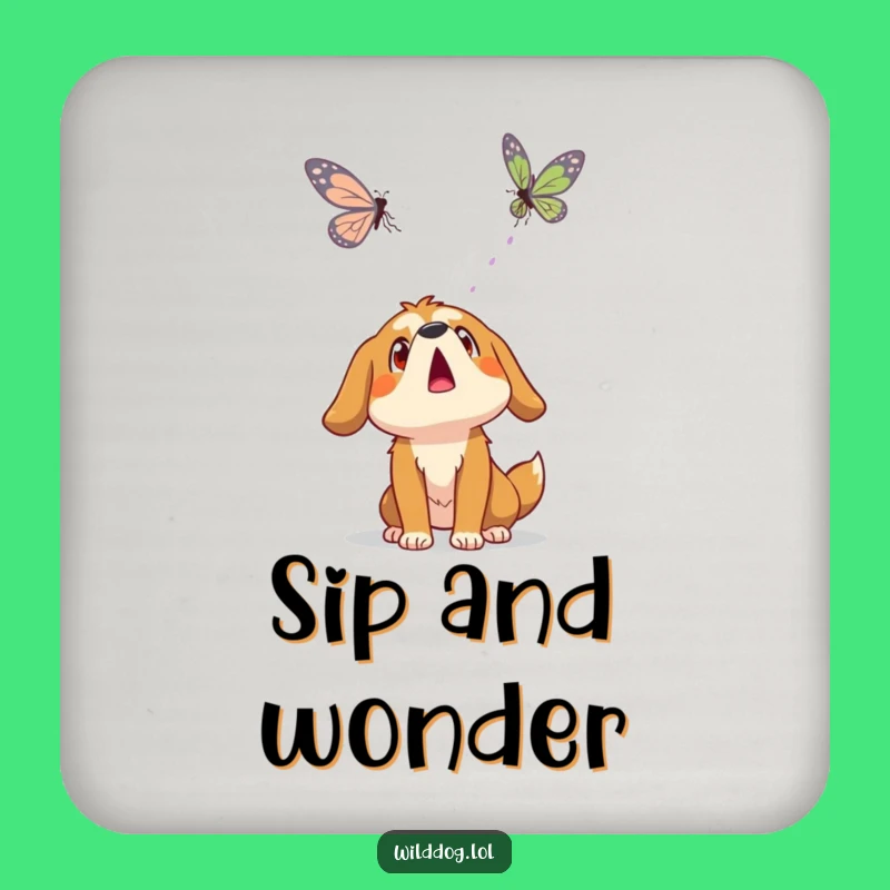 Funny Wild Dog Butterfly Coaster: Protect Surfaces with Surprised Nature Art, Gift