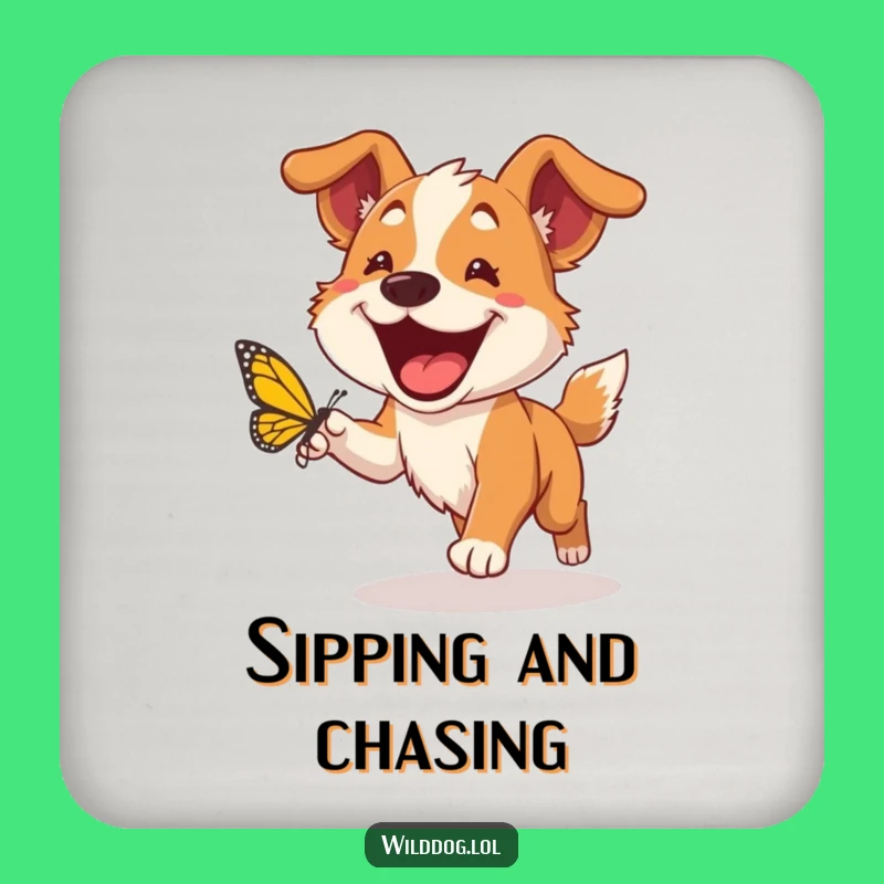Funny Wild Dog Coaster: Grinning Pup Surface Protection, Perfect Small Gift!