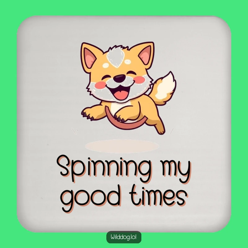 Funny Wild Dog Chasing Tail Coaster - Protect Surfaces with Humor