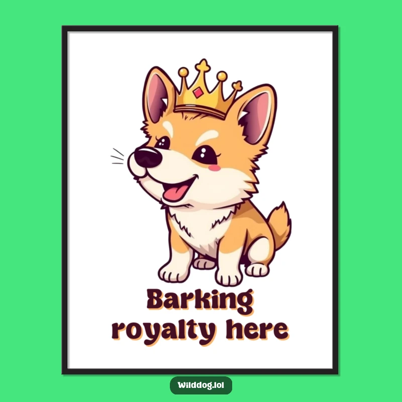 Funny Wild Dog Poster: Royal Bark Art, Whimsical Wall Decor Gift