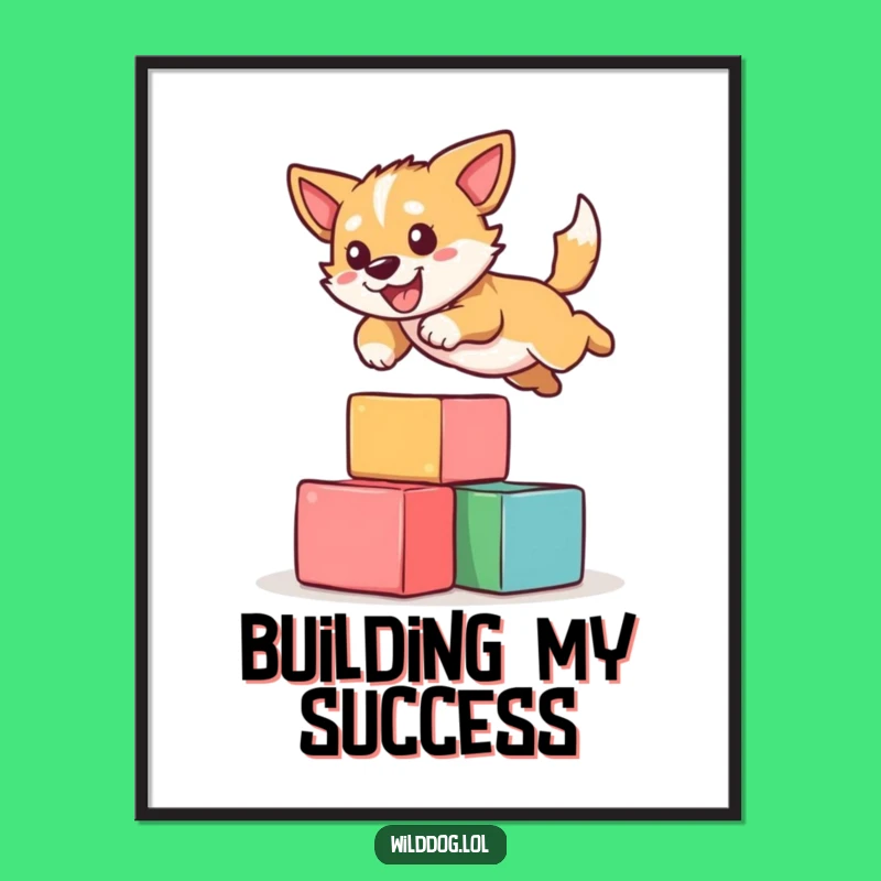 Funny Dog Leaping Poster - Whimsical Wall Art for Playful Spaces