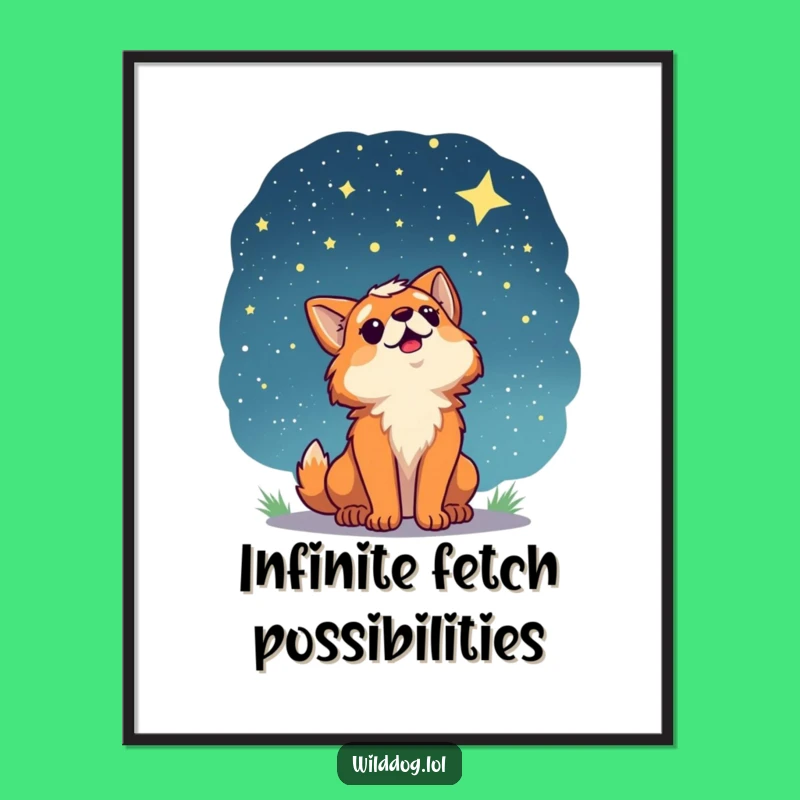 Funny Wild Dog Starry Sky Poster: Dreamy Night Art!