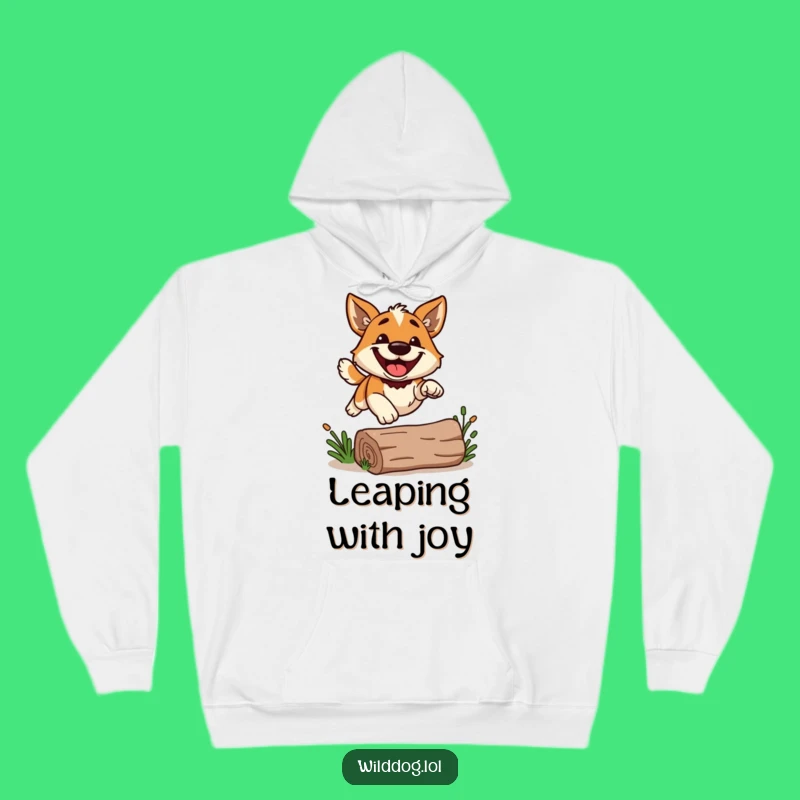 Funny Grinning Dog Leap Hoodie: Cozy Jumper Warmth Gift