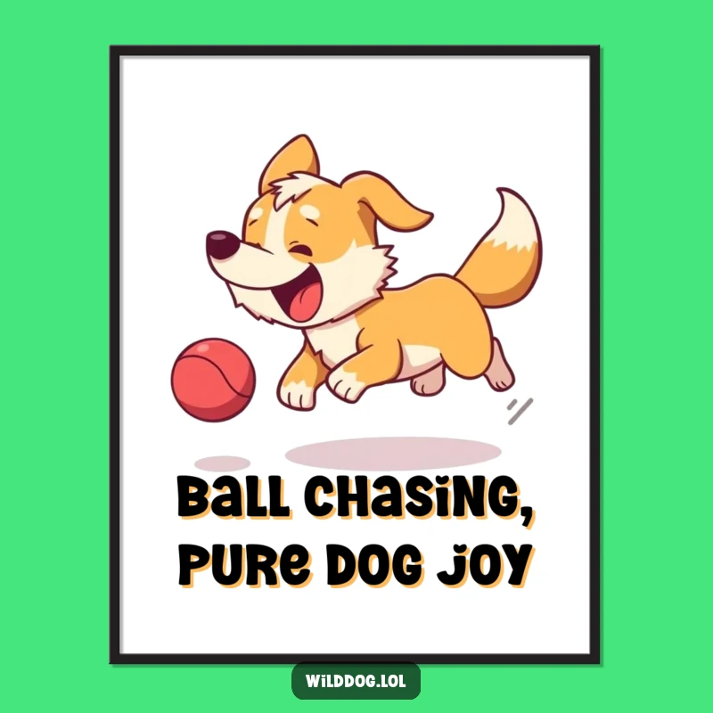 Free Printable Wild Dog Ball Chase Art - Energetic Downloadable Decor