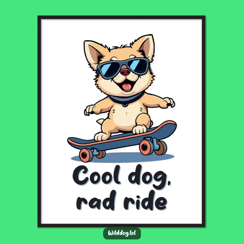 Free Printable Wall Art: Cool Dog Skater - Quirky Downloadable Decor
