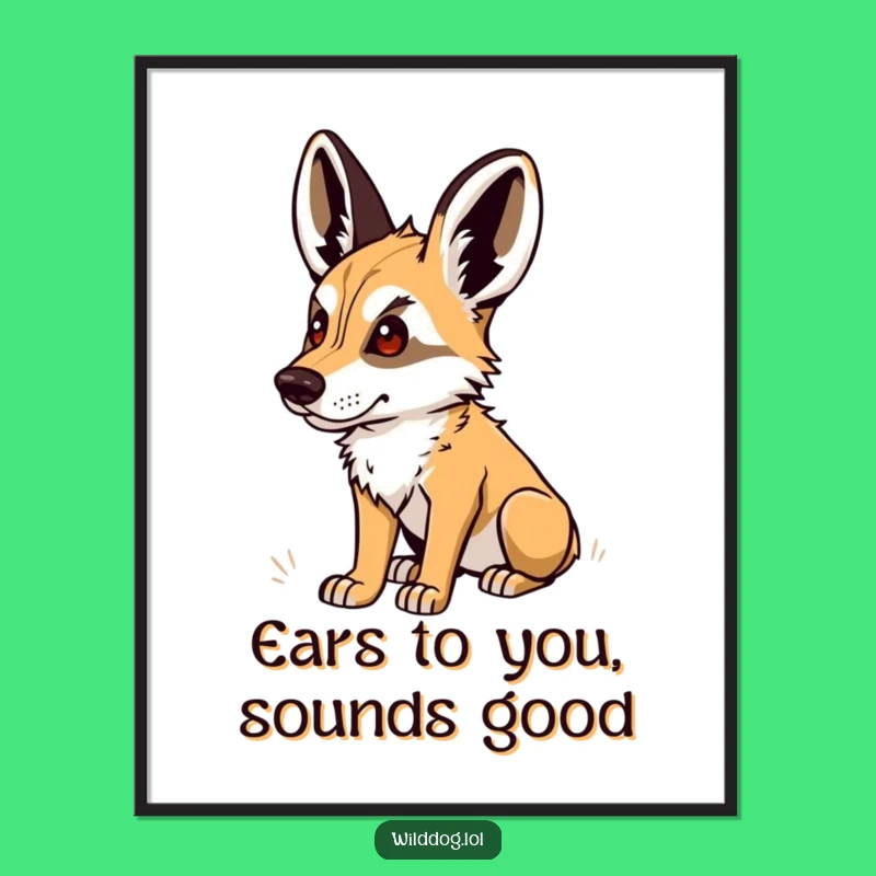 Funny Free Printable Wall Art: Listening Wild Dog Humorous Downloadable Art
