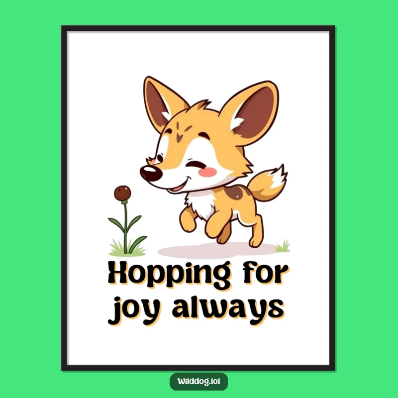 Free Printable Kawaii Dog Grub Hop Wall Art: Funny Action Animal Download