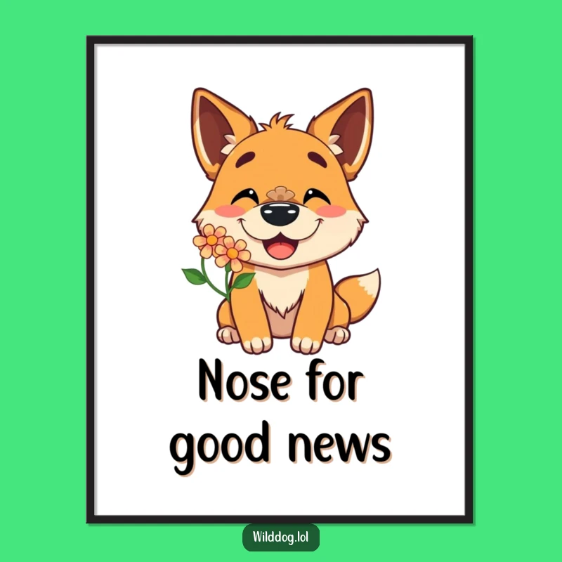 Free Printable Wall Art: Joyful Dog Balancing Flower - Funny Downloadable Dog Art for Decor!