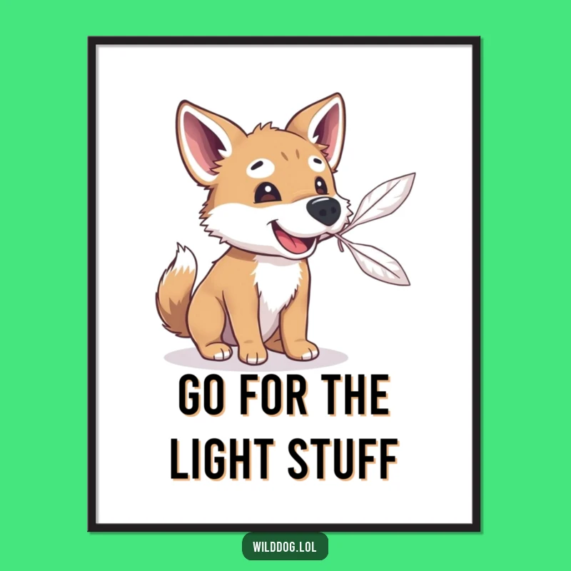 Free Printable Wall Art: Playful Wild Dog Feather Chase, Quirky Downloadable Decor