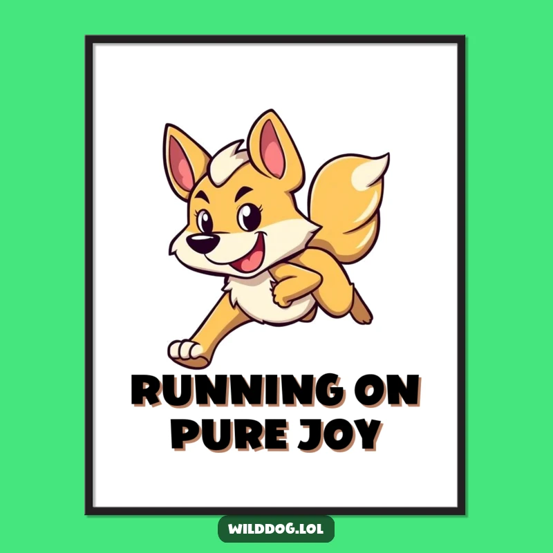Free Printable Wall Art: Running Dog Happy Determined Funny Downloadable Art Decor