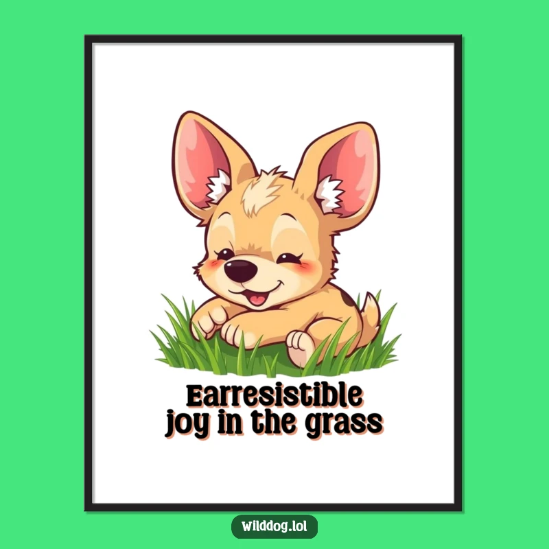 Free Printable Wild Dog Rolling Grass Art - Cute Downloadable Decor