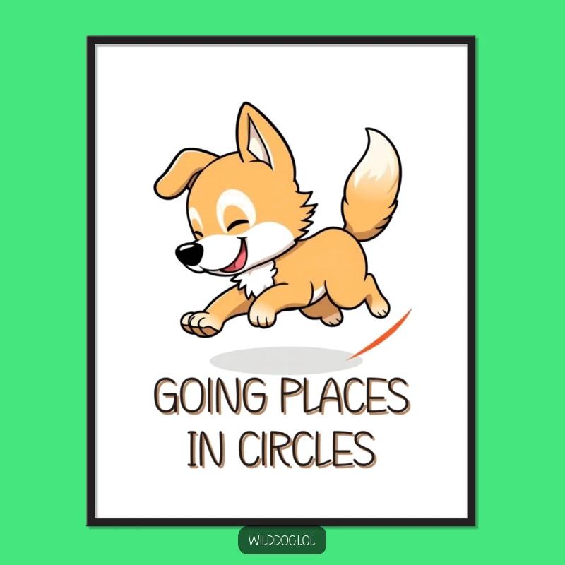 Free Printable Wild Dog Tail Chase Wall Art: Funny Downloadable Decor Pet Lover Gift