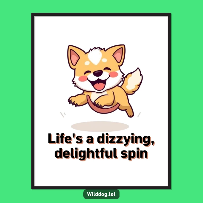 Free Printable Wall Art: Hilarious Wild Dog Tail Chase - Funny Downloadable Decor