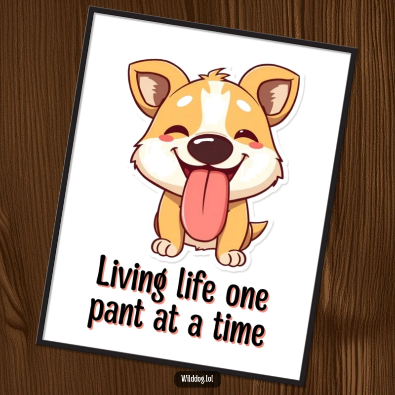 Funny Free Printable Wall Art: A cheerful panting dog with a very large, happy tongue sticking out, ready to liven up any room.