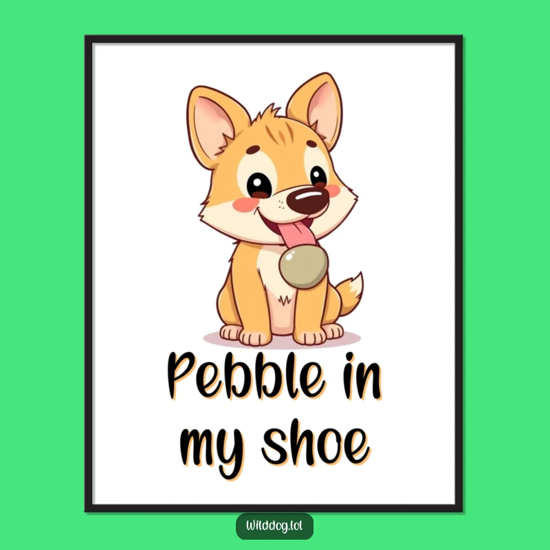 Free Printable Kawaii Dog Pebble Art: Funny Happy Animal Wall Art Download