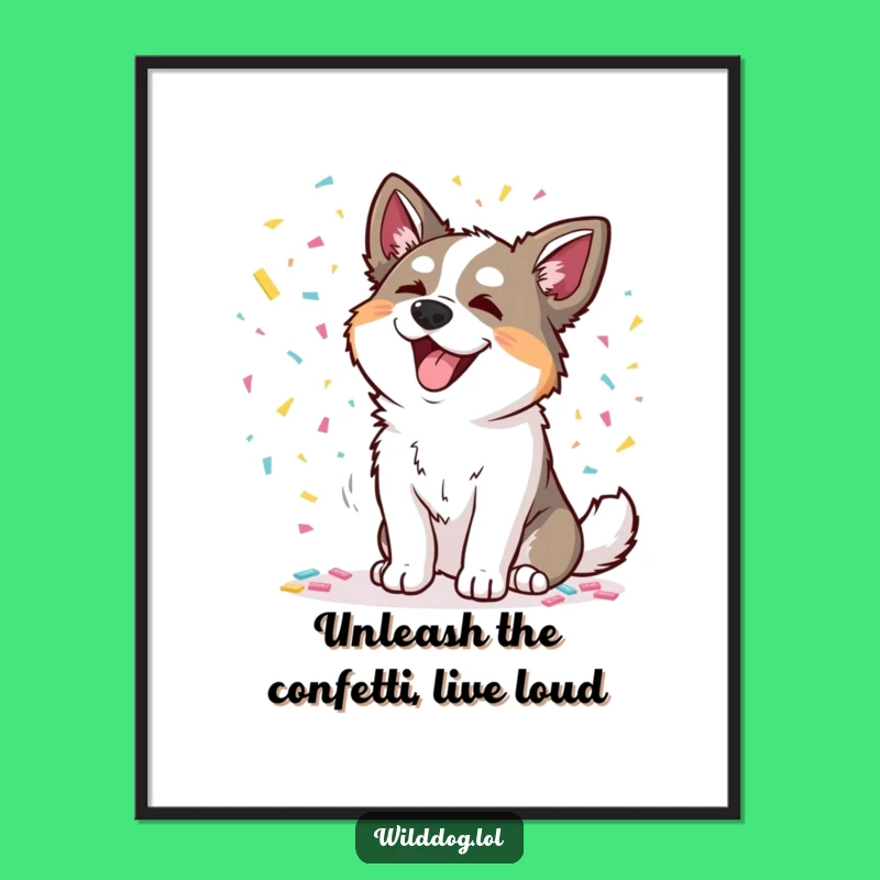 Funny Free Printable Wall Art: Dog Confetti Party Art - Downloadable Decor