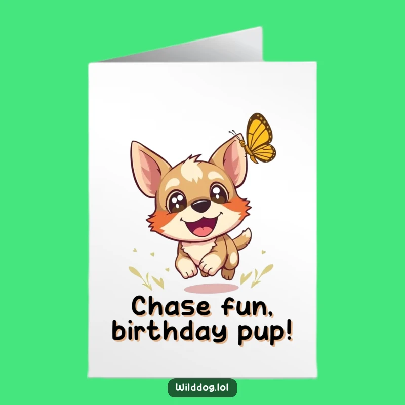 Joyful Dog Butterfly Birthday Card - Free Printable Downloadable Funny Gift