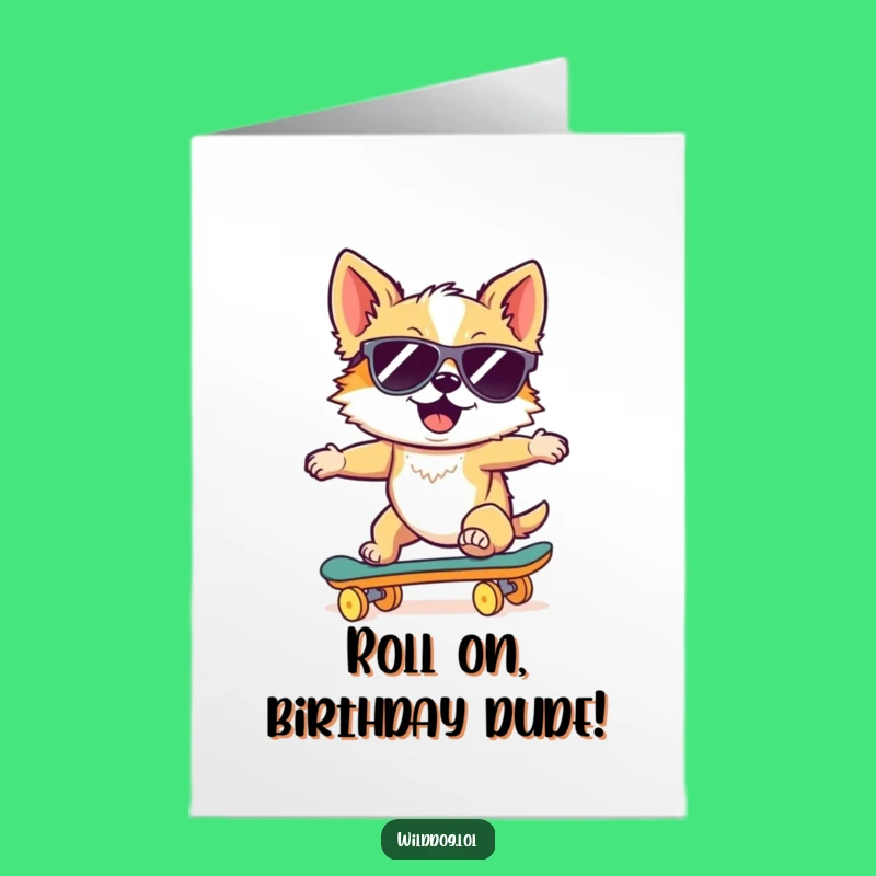 Cool Dog Skateboard Birthday Card - Free Printable Downloadable Funny Gift