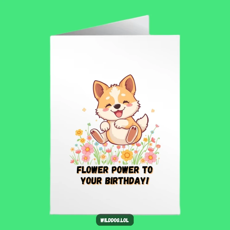 Free Printable Birthday Card: Happy Wild Dog Bloom Bliss