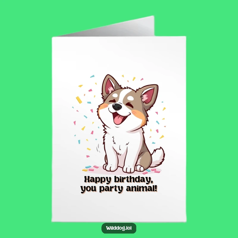 Free Printable Birthday Card: Funny Dog Confetti Fun - Instant Download Gift