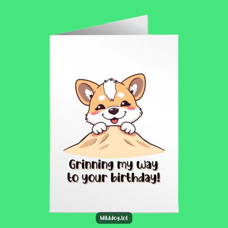 Free Printable Birthday Card: Silly Dog's Grin, Peekaboo Downloadable Gift