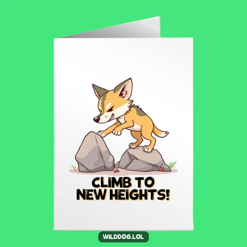 Free Printable Funny Wild Dog Climb Birthday Card - Determined Ascent Download