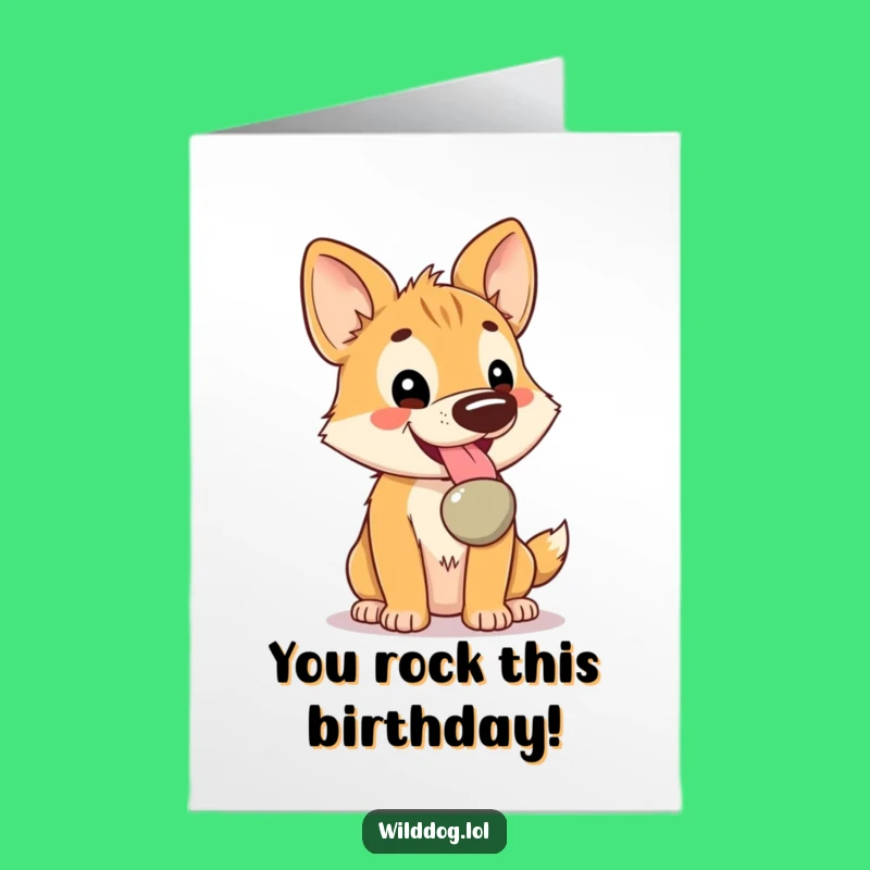 Free Printable Kawaii Dog Birthday Card: Happy Pebble Find Downloadable