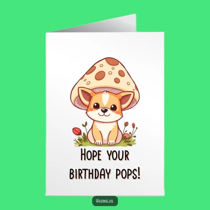 Free Printable Kawaii Dog Birthday Card: Mushroom Peek-a-Boo Downloadable Laugh