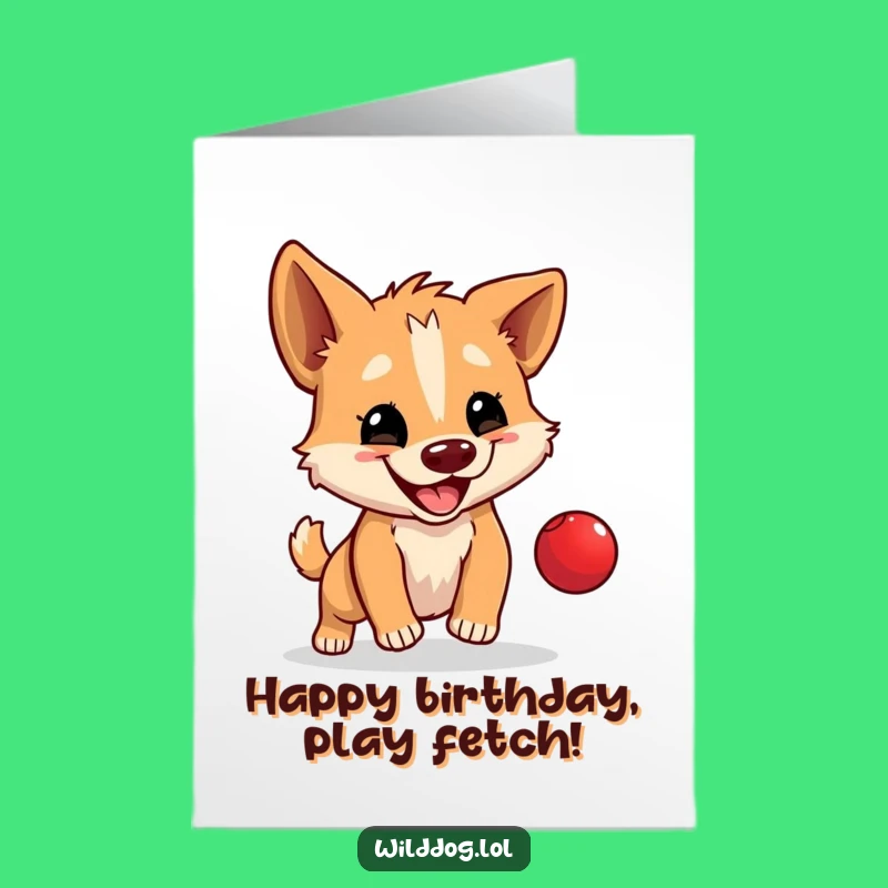 Free Printable Birthday Card: Funny Dog Ball Bounce - Instant Download Gift