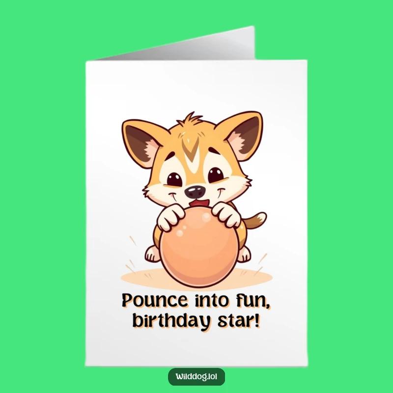 Playful Puppy Birthday Card - Free Printable Dog Pouncing Fun Downloadable Gift