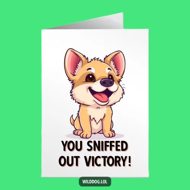 Free Printable Congrats Card: Dog Curiosity Celebration, Downloadable & Print at Home
