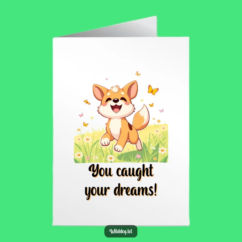 Free Printable Congrats Card: Joyful Dog Meadow Celebration Downloadable
