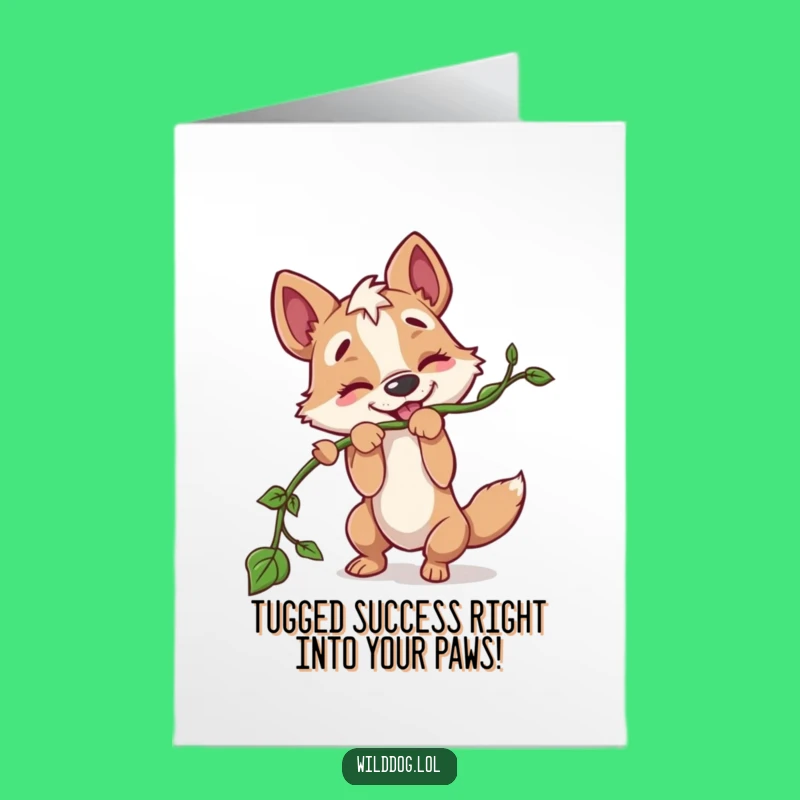 Free Printable Congrats Card: Tugging Dog Vine Funny Downloadable Gift