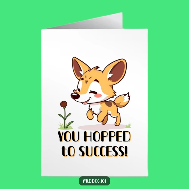 Free Printable Kawaii Dog Congrats Card: Grub Hop Celebration Downloadable