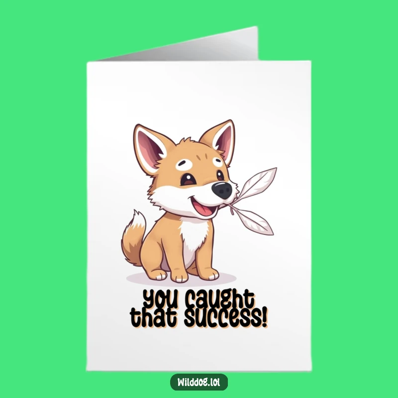 Free Printable Congrats Card: Whimsical Wild Dog Feather, Downloadable Celebration Gift