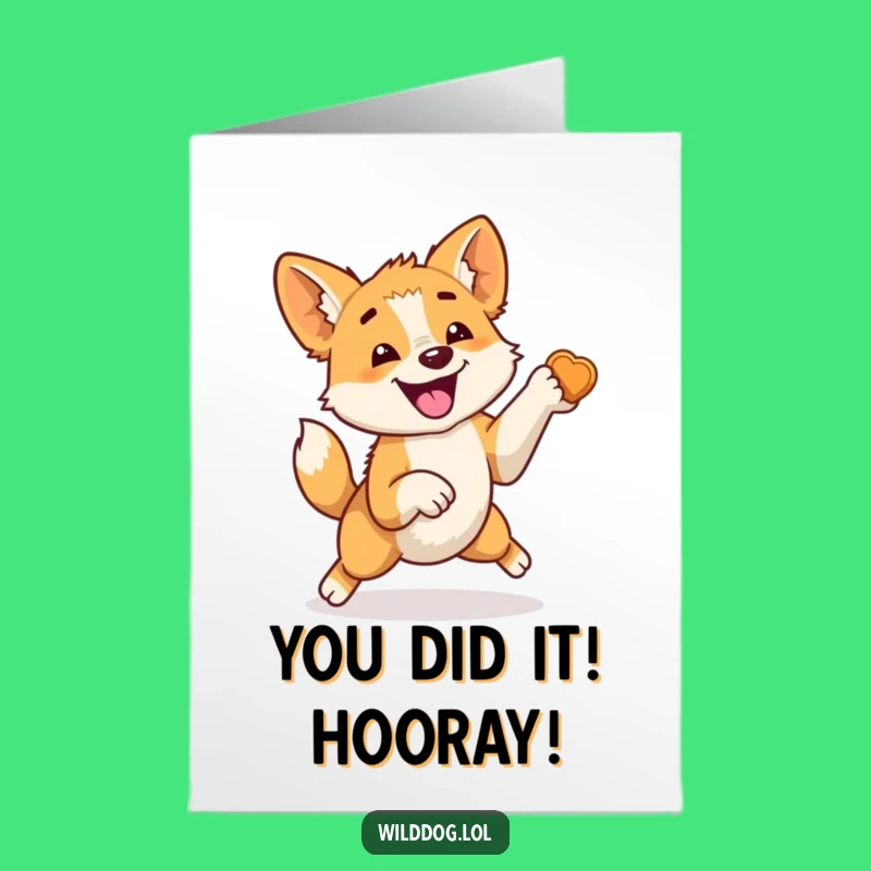 Free Printable Congrats Card: Wild Dog's Excitement, Funny Downloadable Gift