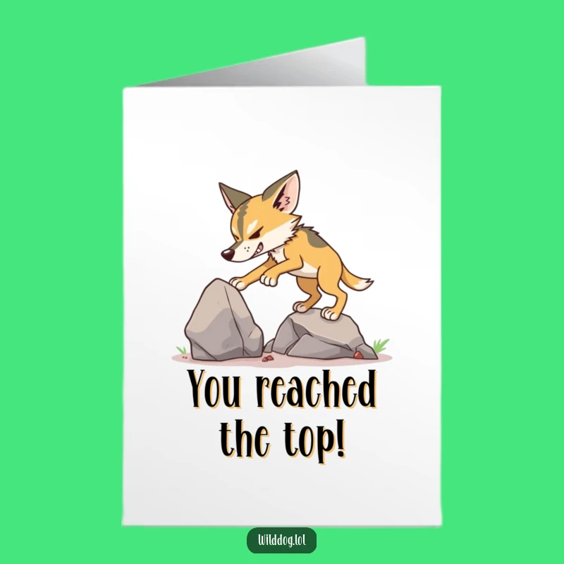 Free Printable Funny Wild Dog Climb Congrats Card - Summit Success Download