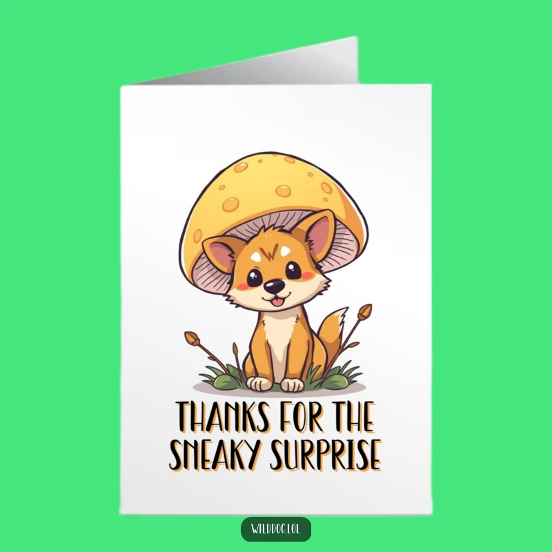 Free Printable Funny Wild Dog Mushroom Thank You Card - Grateful Peek Download