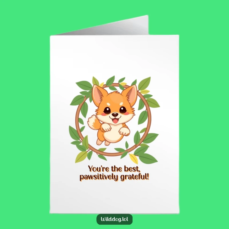 Free Printable Playful Dog Thank You Card: Grateful Leap Downloadable