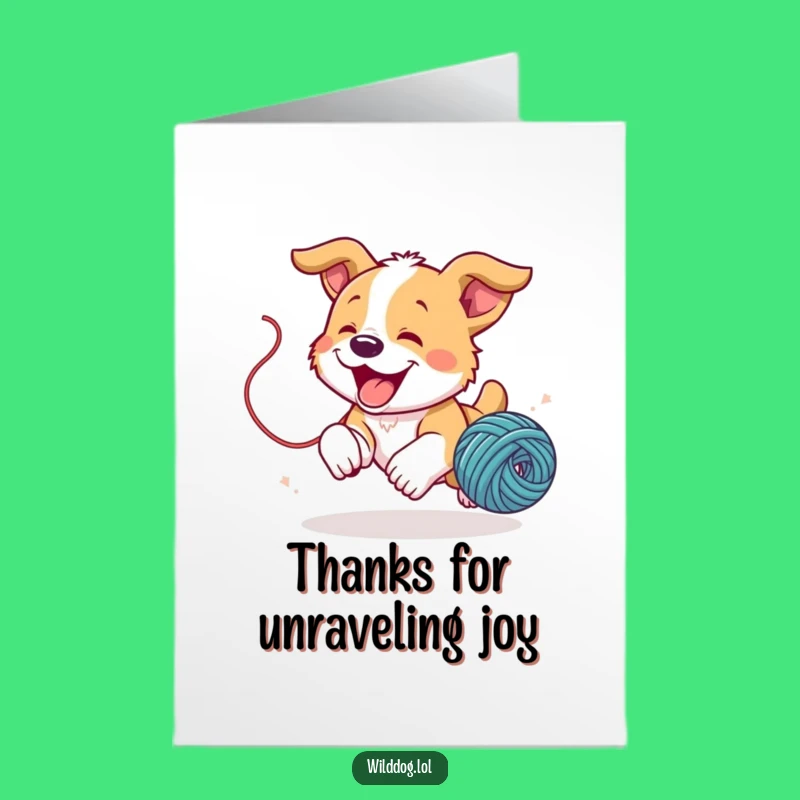 Free Printable Thank You Card: Puppy's Yarn Thanks, Playful Downloadable Gift