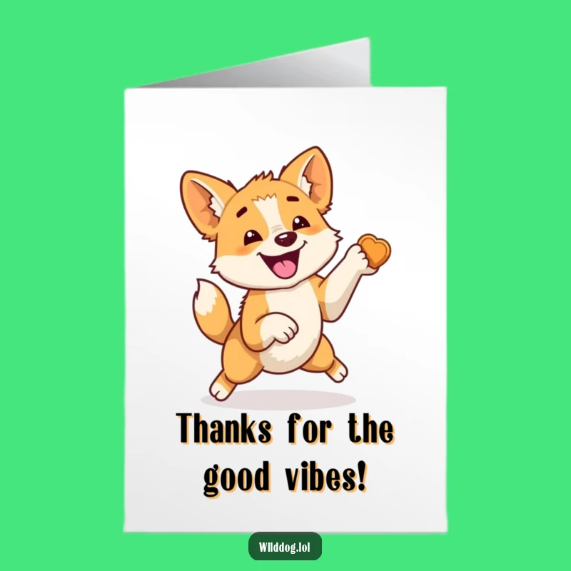 Free Printable Thank You Card: Wild Dog's Grateful Jump, Funny Downloadable Gift