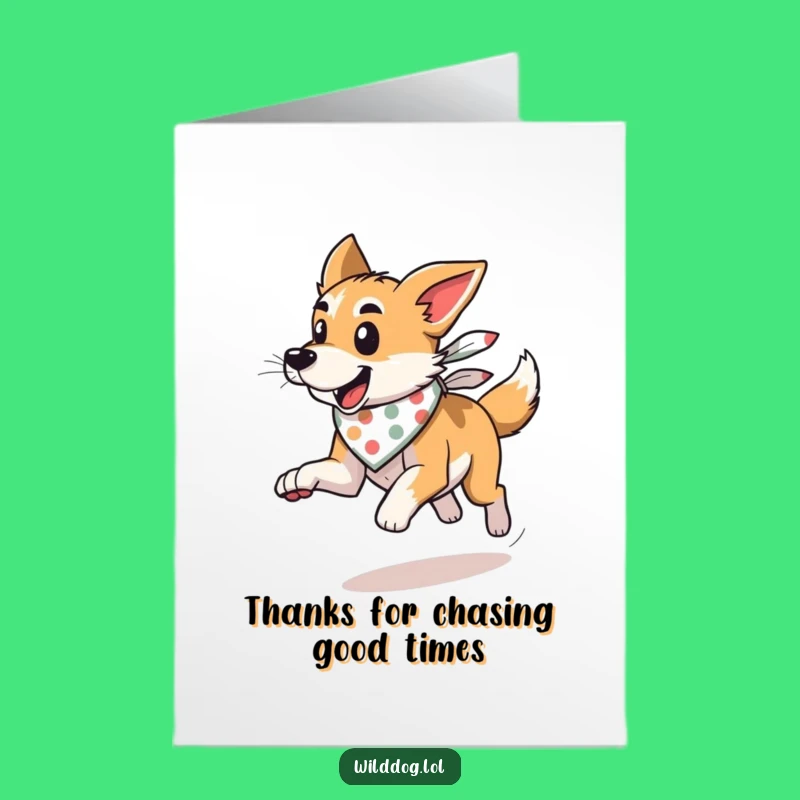 Free Printable Wild Dog Thank You Card: Bandana Runner Funny Downloadable Gift