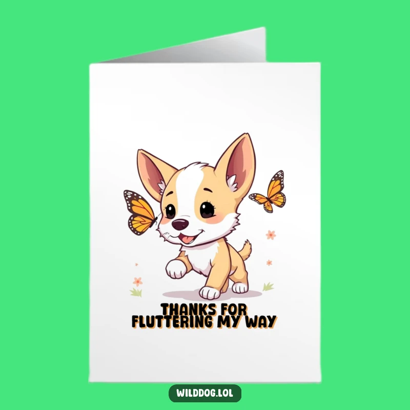 Puppy Butterfly Thank You Card - Free Printable Doggy Gratitude Downloadable Gift
