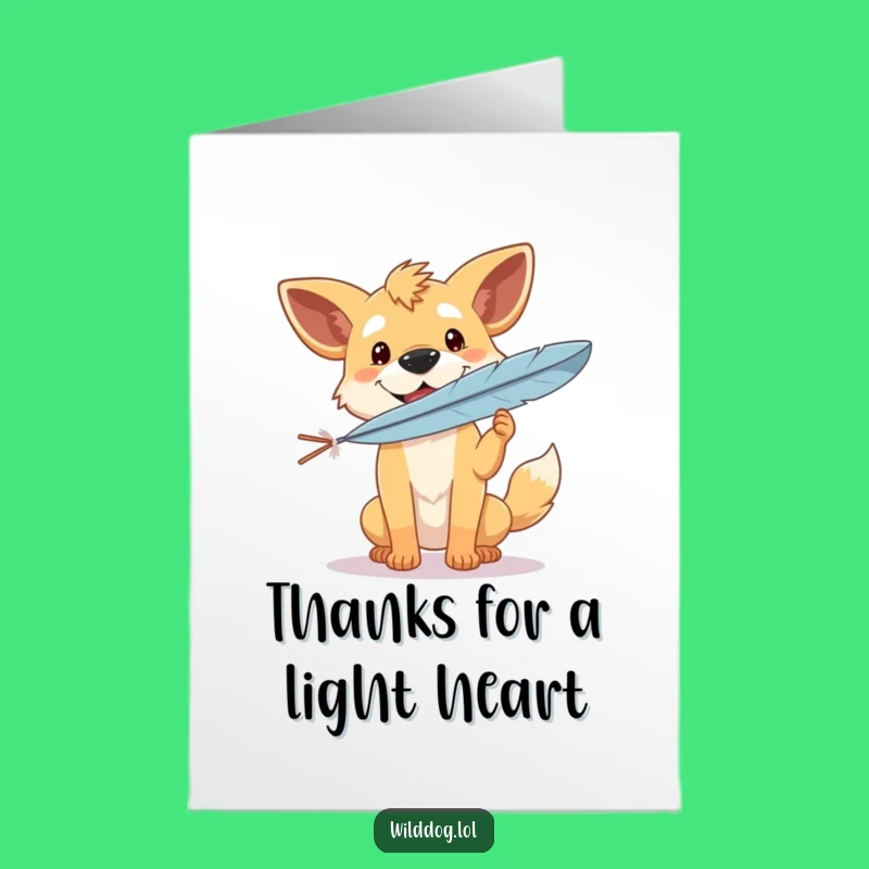 Free Printable Thank You Card: Funny Dog Feather Balance - Humorous Downloadable