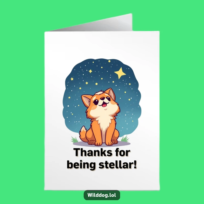 Free Printable Thank You Card: Wonder Dog Starry Night Funny Downloadable Gift
